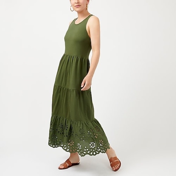 Tiered knit maxi dress with eyelet trim Clearance
